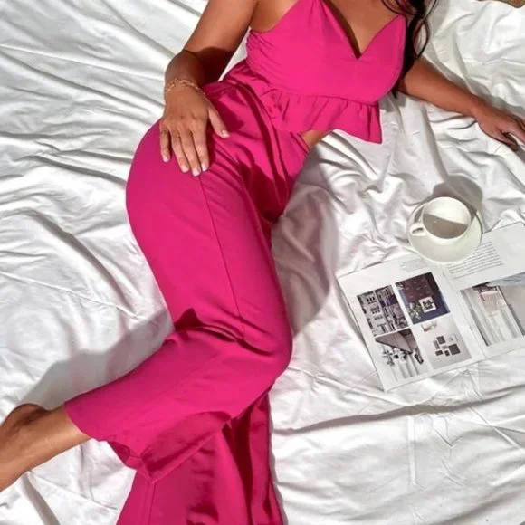 2 Piece Hot Pink Cami Top and Pant set - Picture 5 of 7